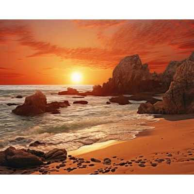 ZUTY Obrazy na stenu - Západ slnka nad skalami pri mori Rámovanie: vypnuté plátno na rám, Rozmer: 40x50 cm