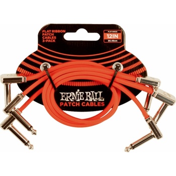 Image 1 of Ernie Ball 12" Flat Ribbon Patch Cable Red 3-Pack 30 cm Ъглов - Ъглов Пач кабел (P06403)