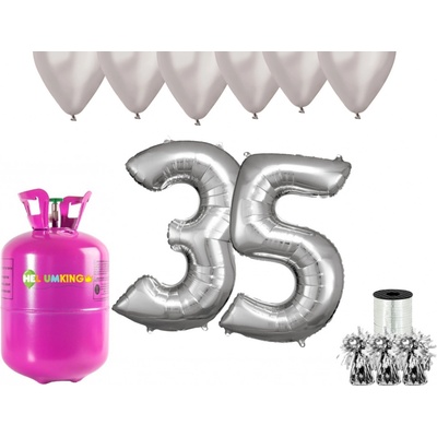 HeliumKing Helium párty set na 35. narozeniny se stříbrnými balónky