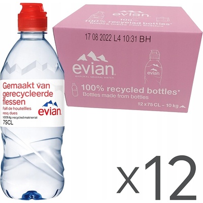 Evian Sport Minerální voda neperlivá se sportovním víkem 12 x 0,75 l