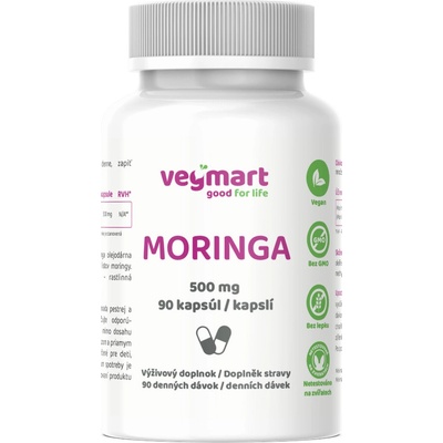Vegmart Moringa 500 mg, 90 kapslí
