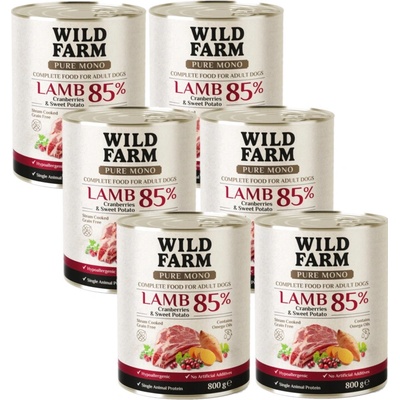 Wild Farm Pure Mono Jehněčí s brusinkami a sladkými bramborami 6 x 800 g