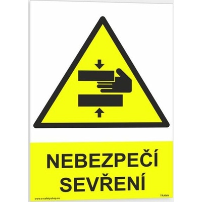 Traiva s.r.o Nebezpečí sevření Verze: Samolepka 148 x 210 mm (A5) tl. 0.1 mm - Kód: 09373