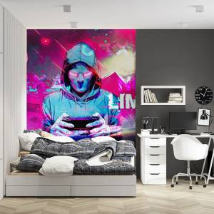 Art Gift Decor Фототапет Cyber Gamer - No Limit - Неоново геймърско изживяване