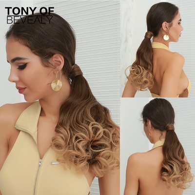 Hodvábny clip in Wrap Around Ponytail - karamelová