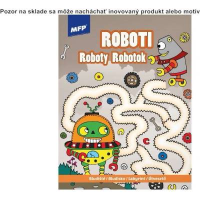 Omaľovánka A4 bludisko Roboti