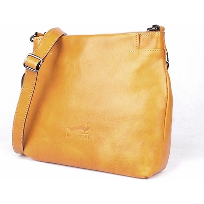 Marta Ponti luxusní hořčicová dámská kožená crossbody kabelka 6019