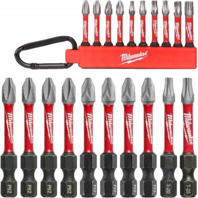 Milwaukee 4932492939 sada bitů SHOCKWAVE IMPACT, 10ks, držák s karabinou 4932492939