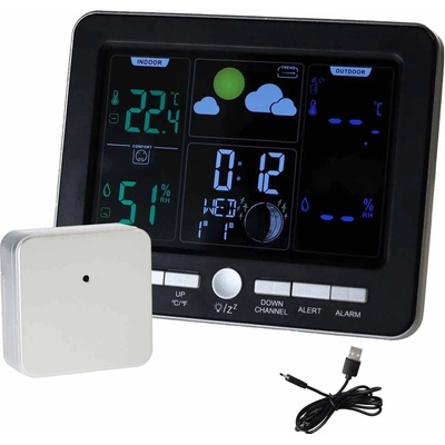 KIK Meteorologická stanice s bezdrátovým čidlem, teploměrem, vlhkoměrem a budíkem – Hledejceny.cz
