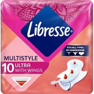 Libresse Ultra Multistyle крилати санитарни салфетки за всички видове бельо 10бр (109482)