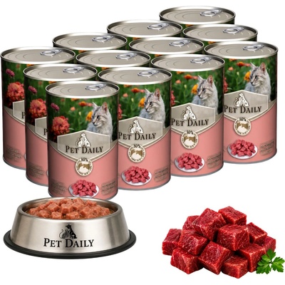 Pet Daily Cat пълноценна мокра храна за котки, говеждо 12x415g (42505x12)