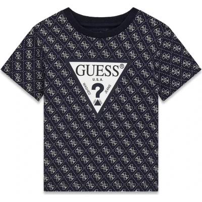 GUESS Тъмно синя тениска за мини момче с контрастни лога Guess