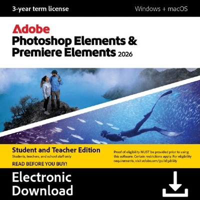 Adobe Photoshop & Premiere Elements 2026 pre študentov a učiteľov - 3 roky
