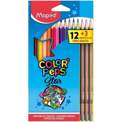 Maped farbičky Color Peps trojuholníkové 12 kusov + 3 x Ceruzka HB