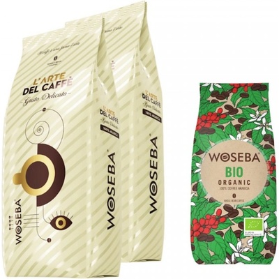 WOSEBA Gusto Delicato кафе на зърна 2 кг + подарък Bio Organic кафе на зърна