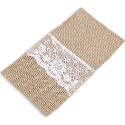 Prima-obchod Jutová kapsa na příbory s krajkou 11x20 cm, barva 1 režná přírodní