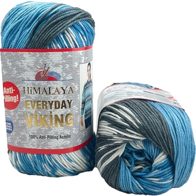 Himalaya příze Everyday Viking 70510 středně modrá bílá a šedá