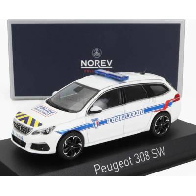 NOREV PEUGEOT 308 SW STATION WAGON POLICE MUNICIPALE 2018 - WHITE 1:43