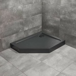 Radaway Петоъгълно душ корито Radaway Doros PT E Compact Stone 90x80 см, черно акрилно, дясно (SDRPTP9080-05-54SR)