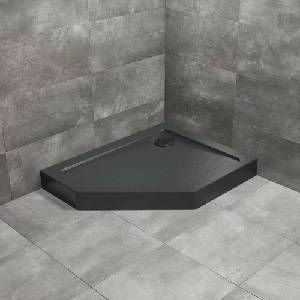 Radaway Петоъгълно душ корито Radaway Doros PT E Compact Stone 90x80 см, черно акрилно, дясно (SDRPTP9080-05-54SR)