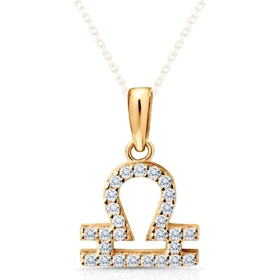 SAVICKI Висулка със зодиакален знак везни savicki: жълто злато, цирконий