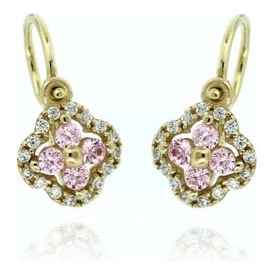 Zlatnictví U Kostela dětské zlaté náušnice s růžovými zirkony 239613R