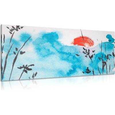Obraz japonská modrá obloha a červené slunce - 120x60