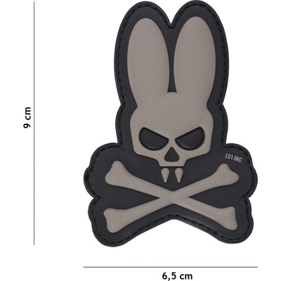 Gumová nášivka 101 Inc Skull Bunny - sivá