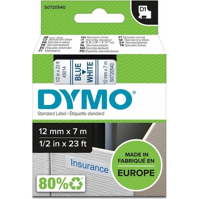 DYMO páska D1 12mm x 7m, modrá na bílé, 45014, S0720540
