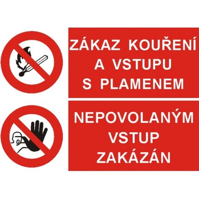 Bezpečnostní značky Zákaz kouření a vstupu s plamenem Nepovol.vstup zakázán STI A4 fólie