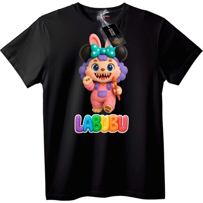 NOONEBRAND Тениска Labubu Карикатура - S, Black