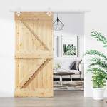 vidaXL Преплъзваща се врата 95 x 210 cm Естествено и бяло (3445097)