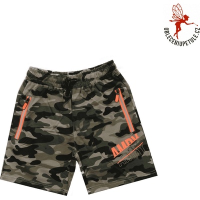 Kugo chlapecké maskáčové kratasy Světlé khaki s oranžovým zipem