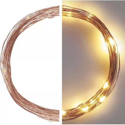 Emos D3AW01 LED vianočná nano reťaz medená 4 m vonkajšia aj vnútorná teplá biela časova
