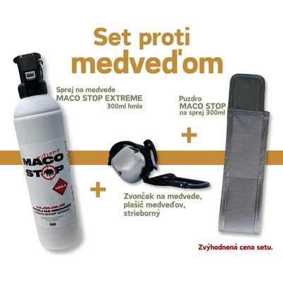 Maco Stop Set proti medveďom Veľký sprej 300 ml s puzdrom a zvonček