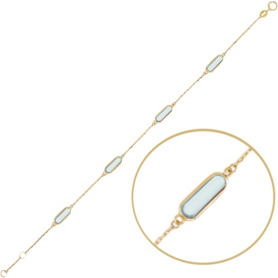 Minet Elegantní zlatý náramek se světle modrými zirkony JMG0156AGB18