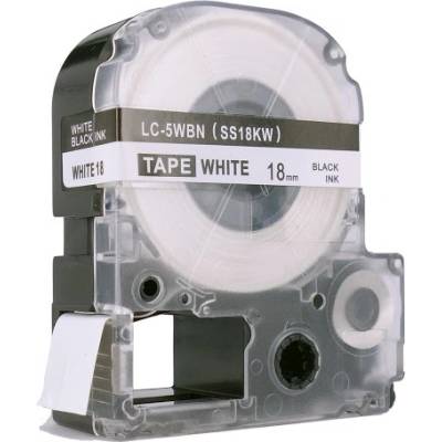 Compatible Epson LC-5WBN, SS18KW, 18mm x 8m, черен печат / бял фон, съвместима лента (EPLCSS18KW)