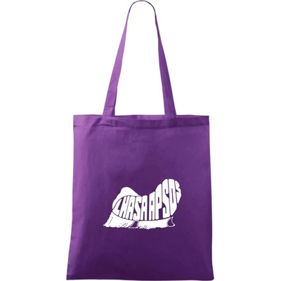 Lhasa Apso nápis v tele Taška bavlnená 42 x 38 cm Fialová