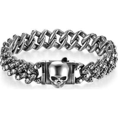 Impress Jewelry Punkový vintage náramek z chirurgické oceli Lebky stříbrný 2405041716323277_SL