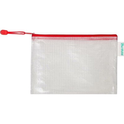 Obálka se zipem djois, A6, PVC síťovina, červená, 8 ks