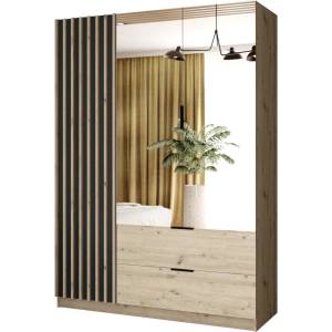 EMS Гардероб с огледало VISTA 150x215 см дъб artisan/графит (MT0119)