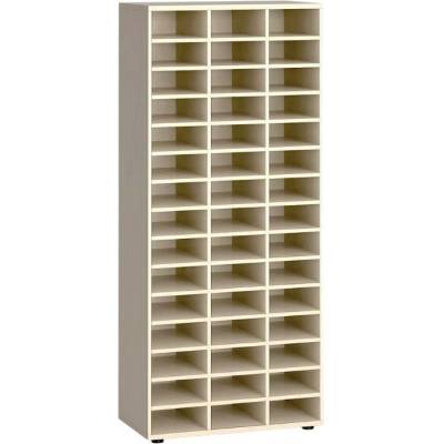 PRIMO Třídící regál WOOD, 800 x 420 x 1781 mm, 45 přihrádek, bříza