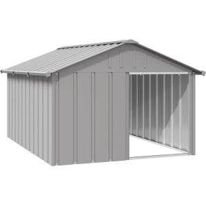 vidaXL Кучешка къща сива 116, 5x153x81, 5 см поцинкована стомана (171543)