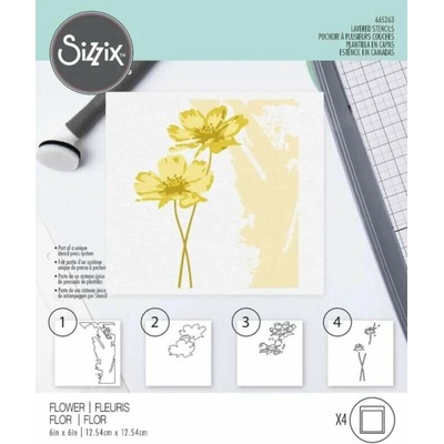 Sizzix Plastová šablóna Kvety 4 ks