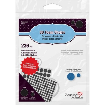 Scrapbook Adhesives 3D pěnové polštářky kolečka černá 6-12 mm 236 ks