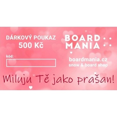 Valentýnský poukaz Boardmania v hodnotě 500 Kč