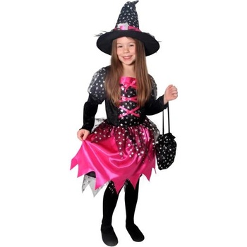 Rappa Детски костюм на вещица черно-розов със звездички (m)