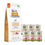 Brit CARE Хипоалергенна храна за кучета от големи породи с агнешко месо 12кг + WILD FARM PURE MONO Lamb Puppy 6x400g - храна за кученца с един вид протеин