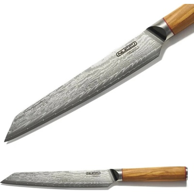 NUCCI Yanagiba 20 cm - kuchynský damaškový nôž na tenké plátky s rukoväťou z olivového dreva CLASSE ITALY