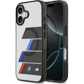 BMW Калъф BMW M IML Metal Buttons Tricolor Lines MagSafe за iPhone 17 - сив